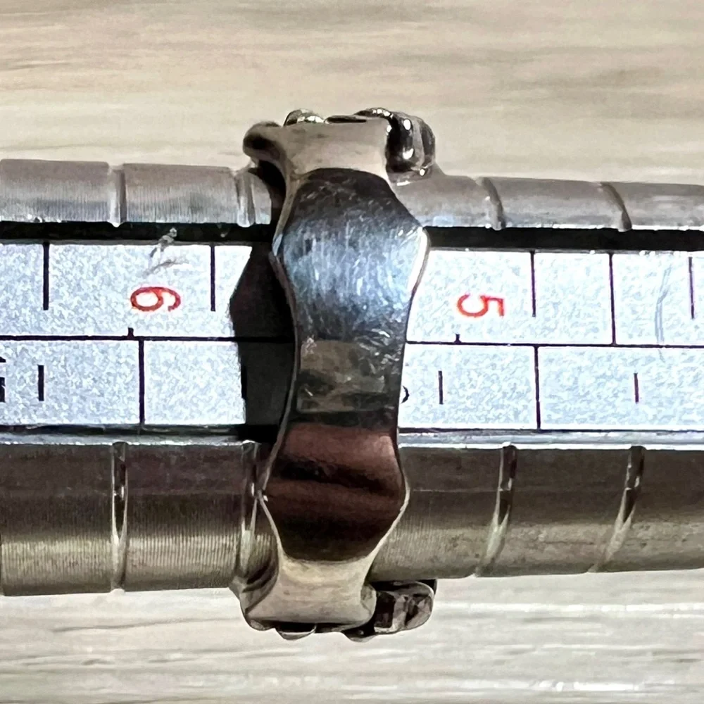 Vintage Designer Hallmarked ($) Sterling Silver Crown Band Ring, Size 5.5, 5g
